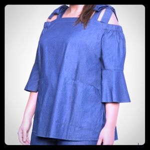 Eloquii Tops - Denim eloquii cold shoulder top Eloquii Tops - Denim eloquii cold shoulder top